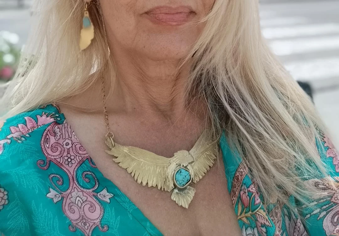 AIGLE TURQUOISE EN LAITON