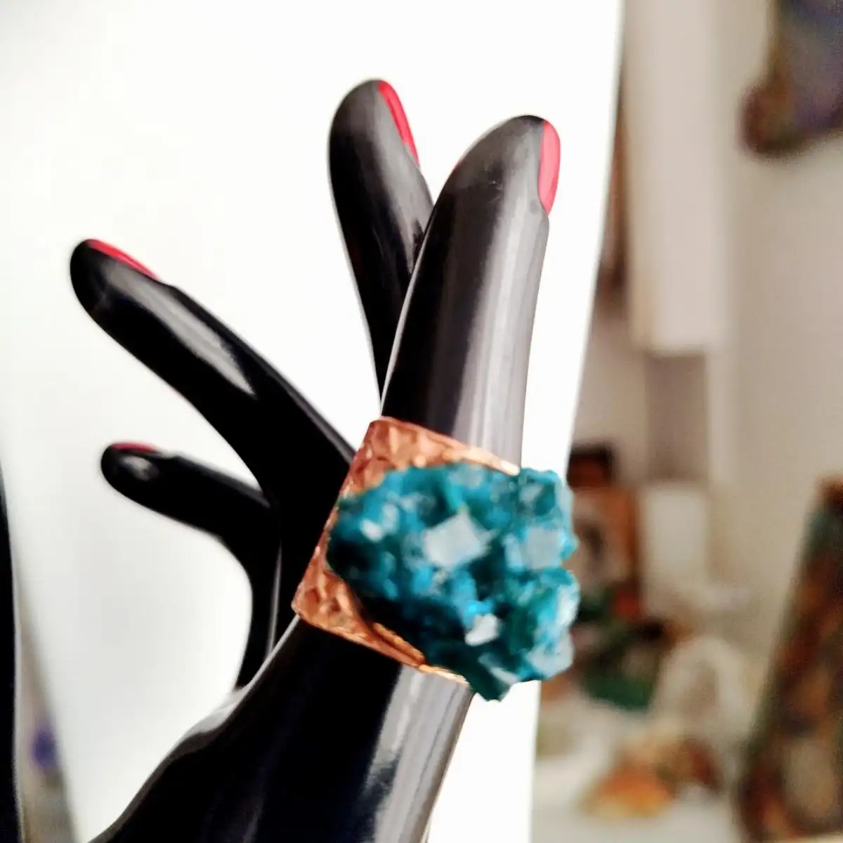 BAGUE CUIVRE ET DIOPTASE