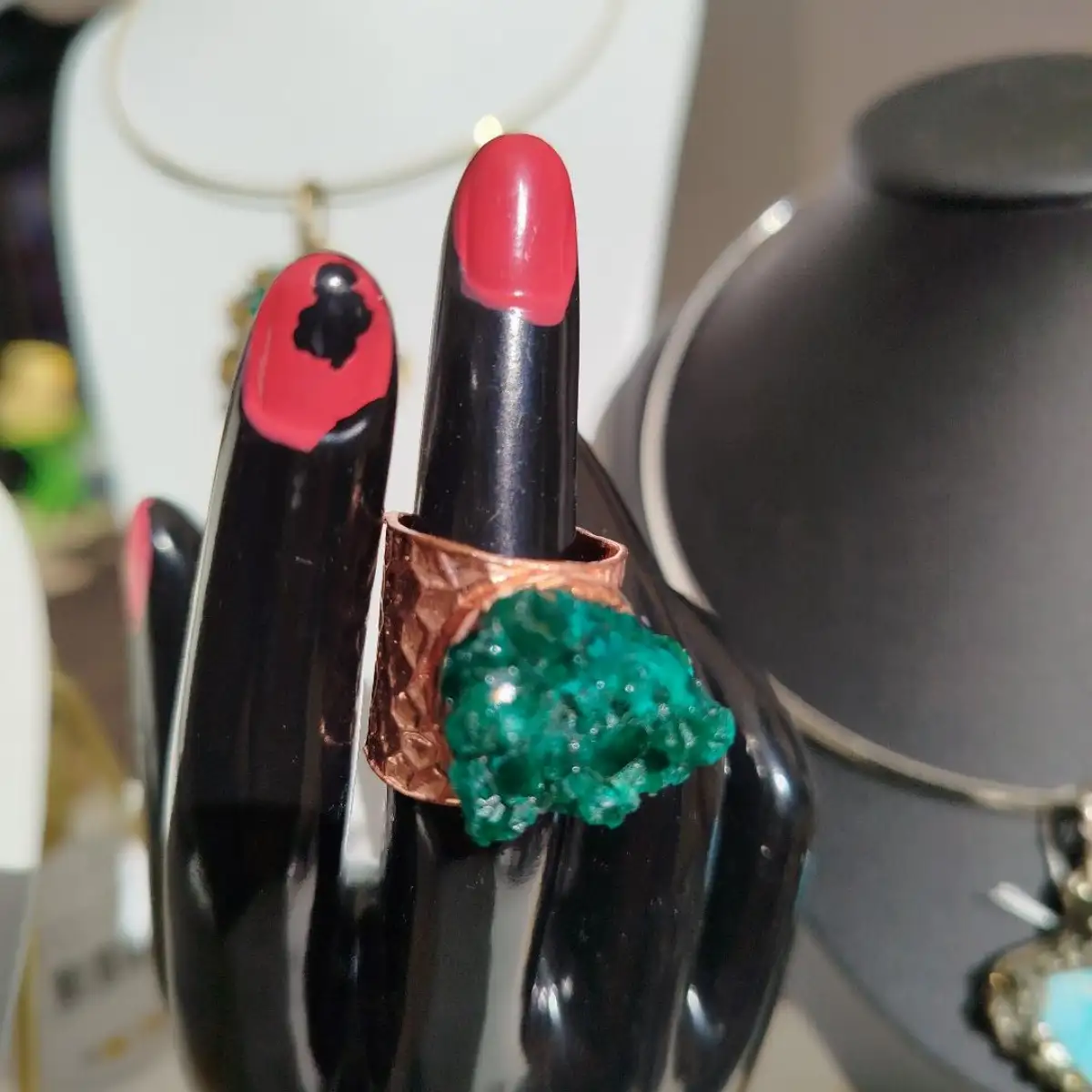 BAGUE CUIVRE ET DIOPTASE